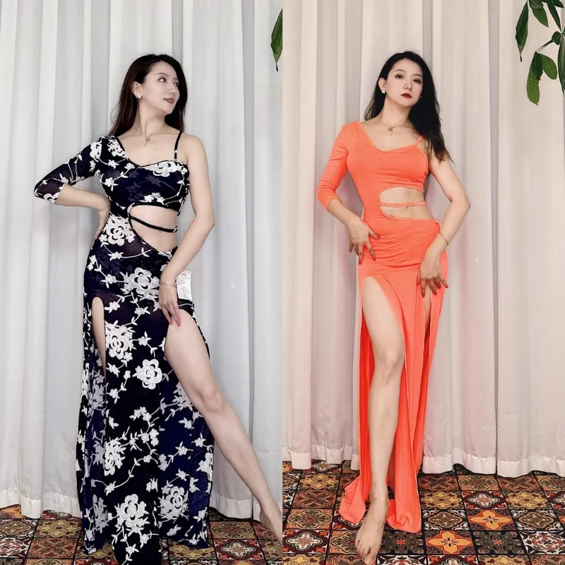 

Индивидуальные костюмы для танца живота, тренировочное платье, сексуальное платье с одним рукавом на талии, новинка 2025 года, костюм для восточного танца