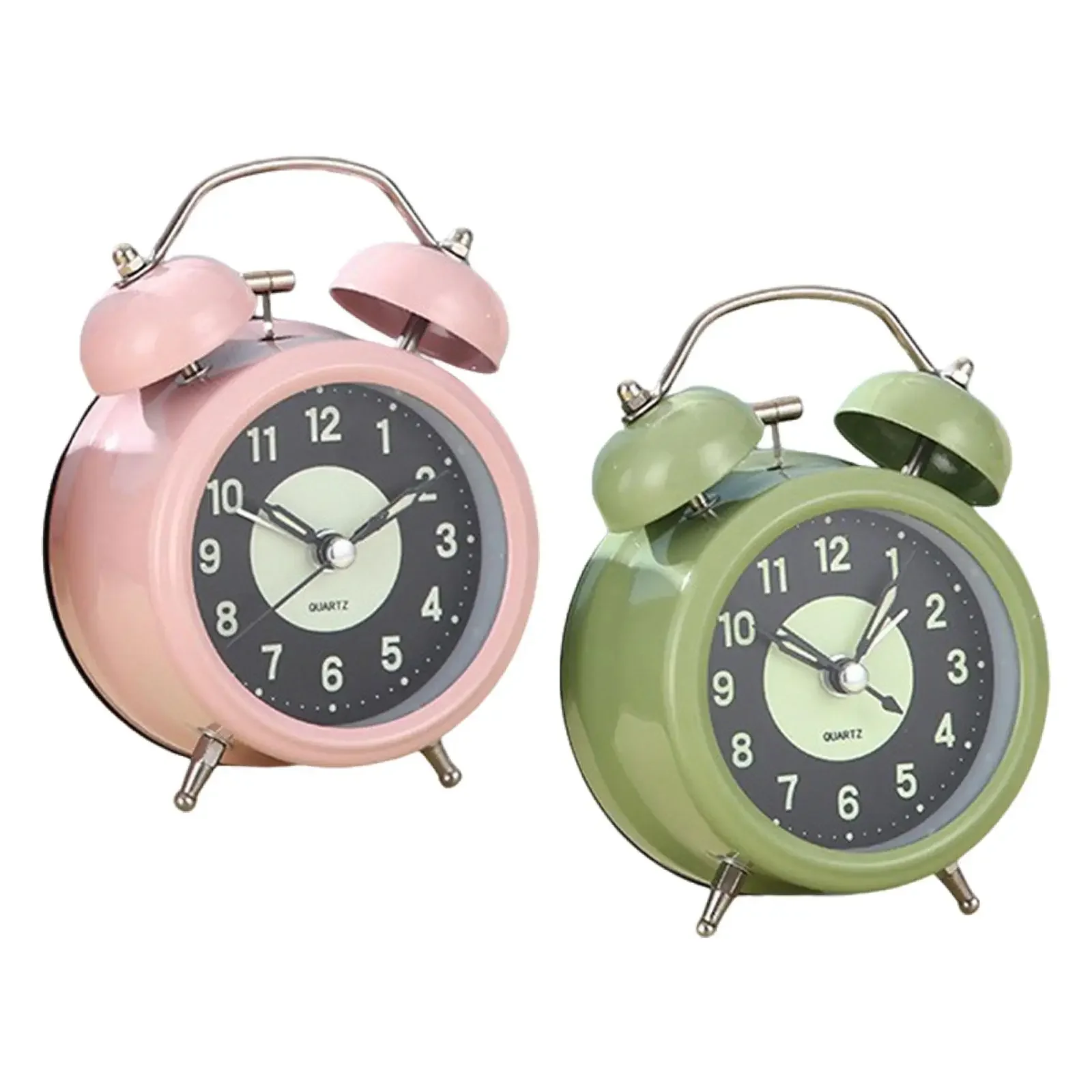 Analog Alarm Clock Silent Small Clock Vintage Design Quiet Loud Alarm Twin Bell