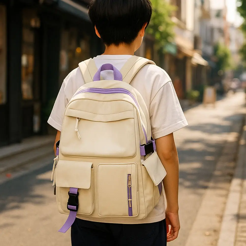 Sac à dos d'étudiant de grande capacité, léger et respirant, pour ordinateur portable, sangle réglable, multi-poches, pour l'école, le Camping
