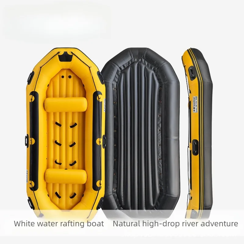Rafting Boat Race PVC Self-Drain Inflatable Boat, Outdoor Assault Boat Adventure Rapids Kayak Boat
