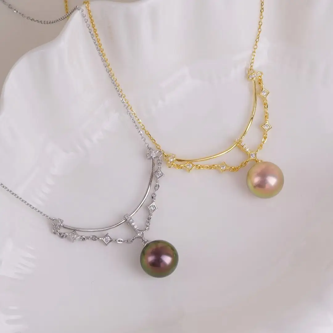 S925 Sterling Silver Necklace Mountings Findings Jewellery Mounts Parts Fittings Accessories for 10-11mm Pearls 3pcs/lot