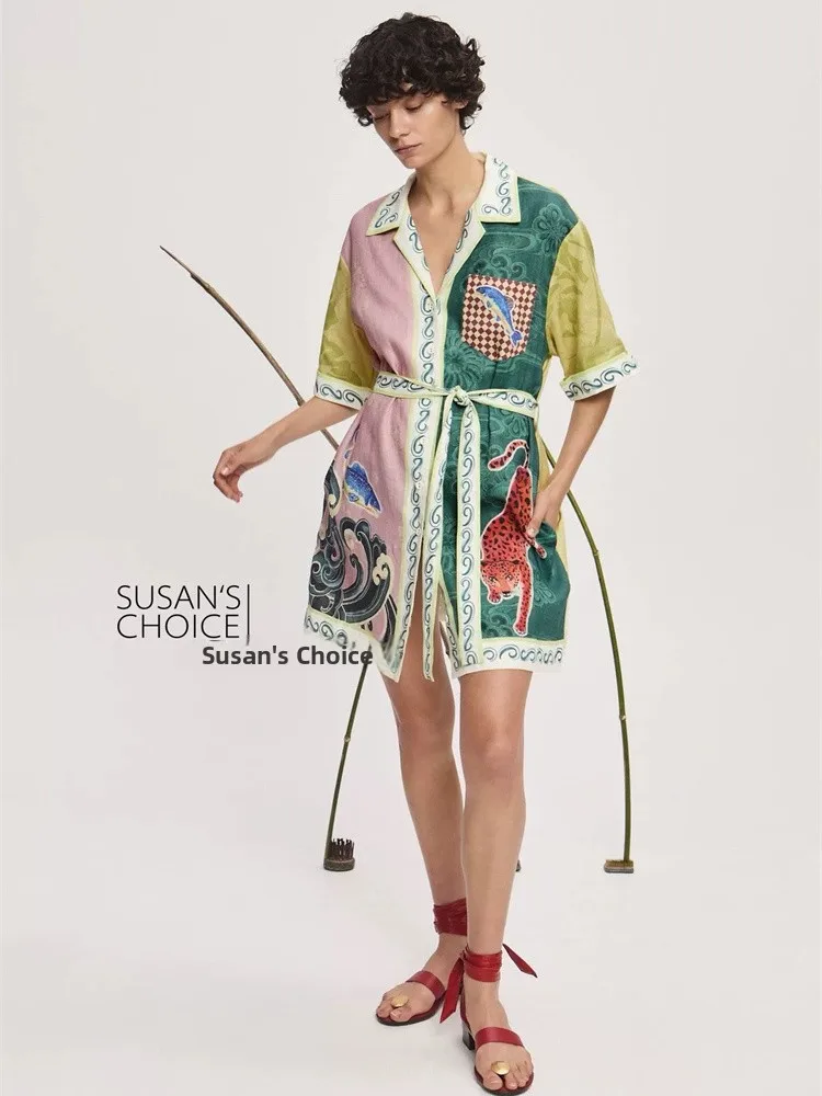 

Летнее женское платье Susan Australian Fashion в стиле ретро с леопардовым принтом, свободного кроя, повседневное, из хлопка, с принтом, H-образного силуэта