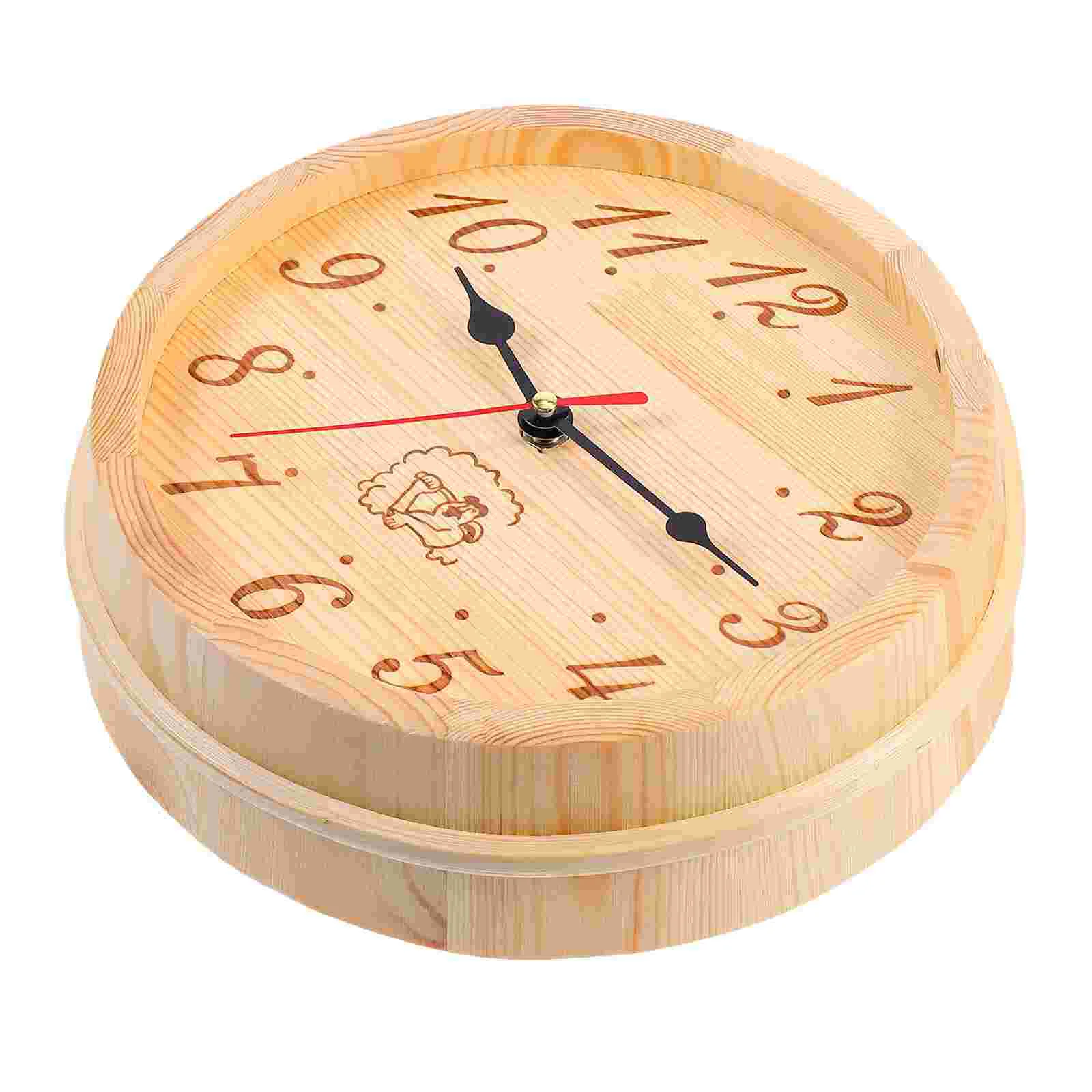 Sauna Wooden Clock Wall Hanging Room Equipment Decorative Timer for Removable