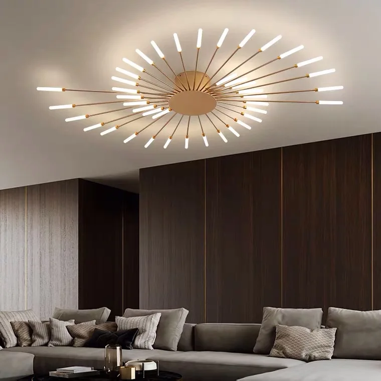 Nordic Firework Shape LED Ceiling Lights, Lâmpadas de teto, Home Decor, Sala de estar, Sala de jantar, Quarto, Villa Art