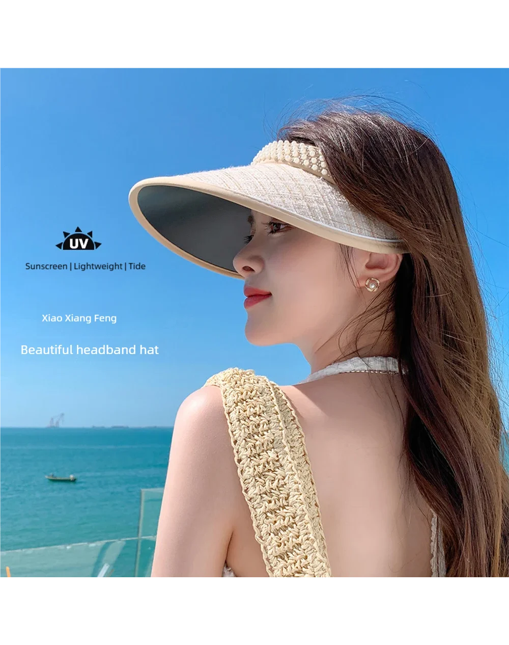 

Upf50+ Hat For Women Summer Girls Travel Sunshade Hat With Large Eaves For Cycling Anti-Ultraviolet Ray Hollow Top Sunscreen Hat
