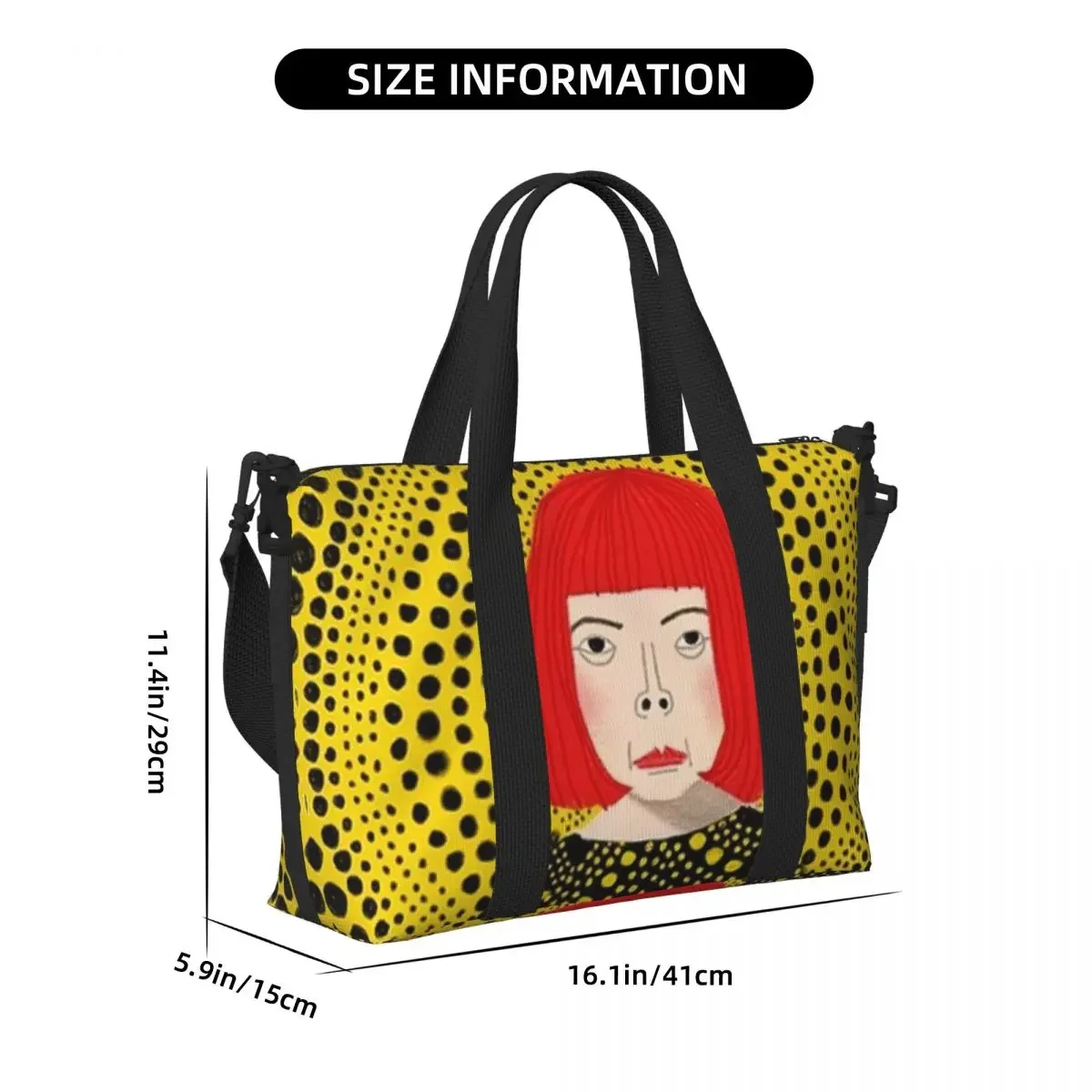 مخصص يايوي كوساما الجمالية حمل حقيبة المرأة سعة كبيرة اليقطين الفن شاطئ رياضة حقائب السفر