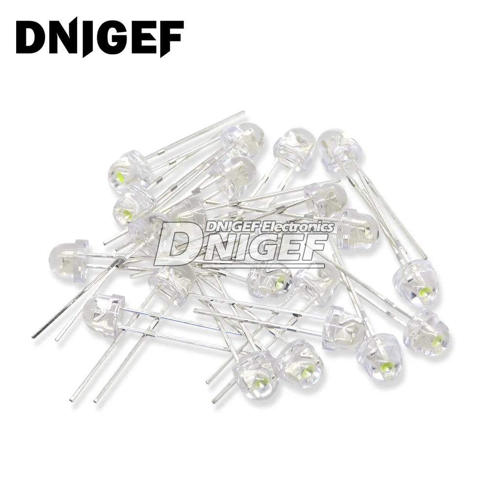 100PCS LED Diode F5 Super Bright Straw Hat LED 5mm Light Emitting Diodes Blue Green Red Yellow White, for DIY Electronic