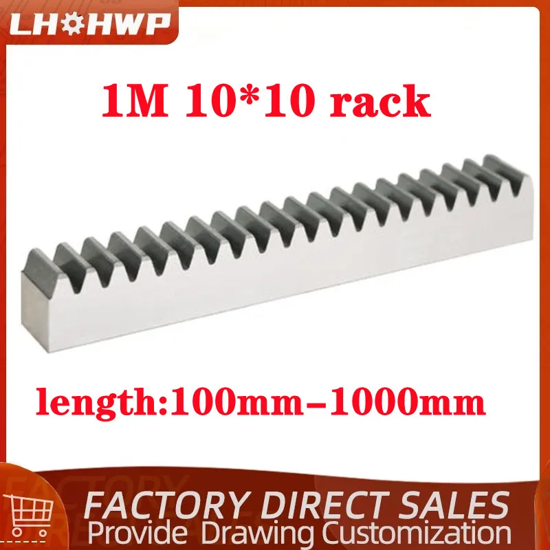 

1Mod 10*10 350mm 400mm 450mm 500mm 1000mm Spur Gear Rack 1M Gear Rack Precision CNC Rack Straight Teeth Toothed Racks CNC Parts