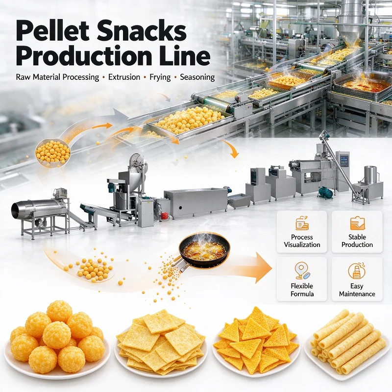 Puffed Food Production Line 2D 3D Snack Pellet System Chips Making Machinery for Food Factory