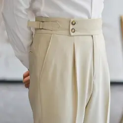 Men's Summer Pants Business Social Tailoring White High Waist New in Male Suit Trousers Korean Style Clothes Designer Up Luxury