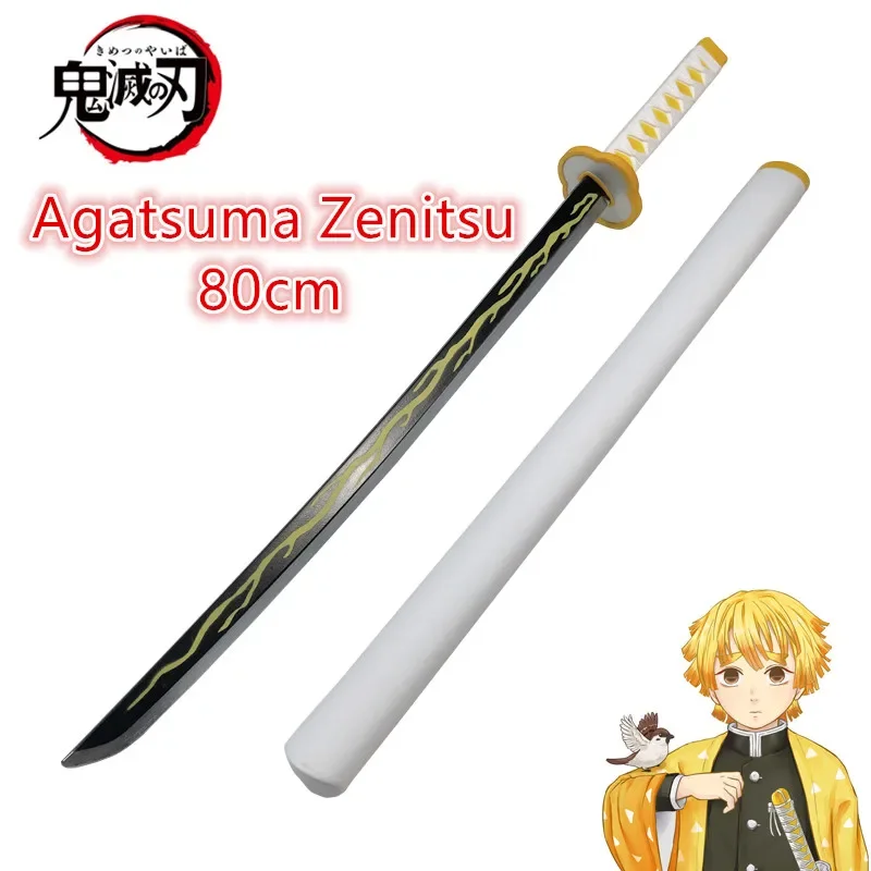 Demon Slayer Anime Katana Cosplay Espadas Arma, Agatsuma Zenitsu Kyoujurou Tanjirou, 80cm, Original