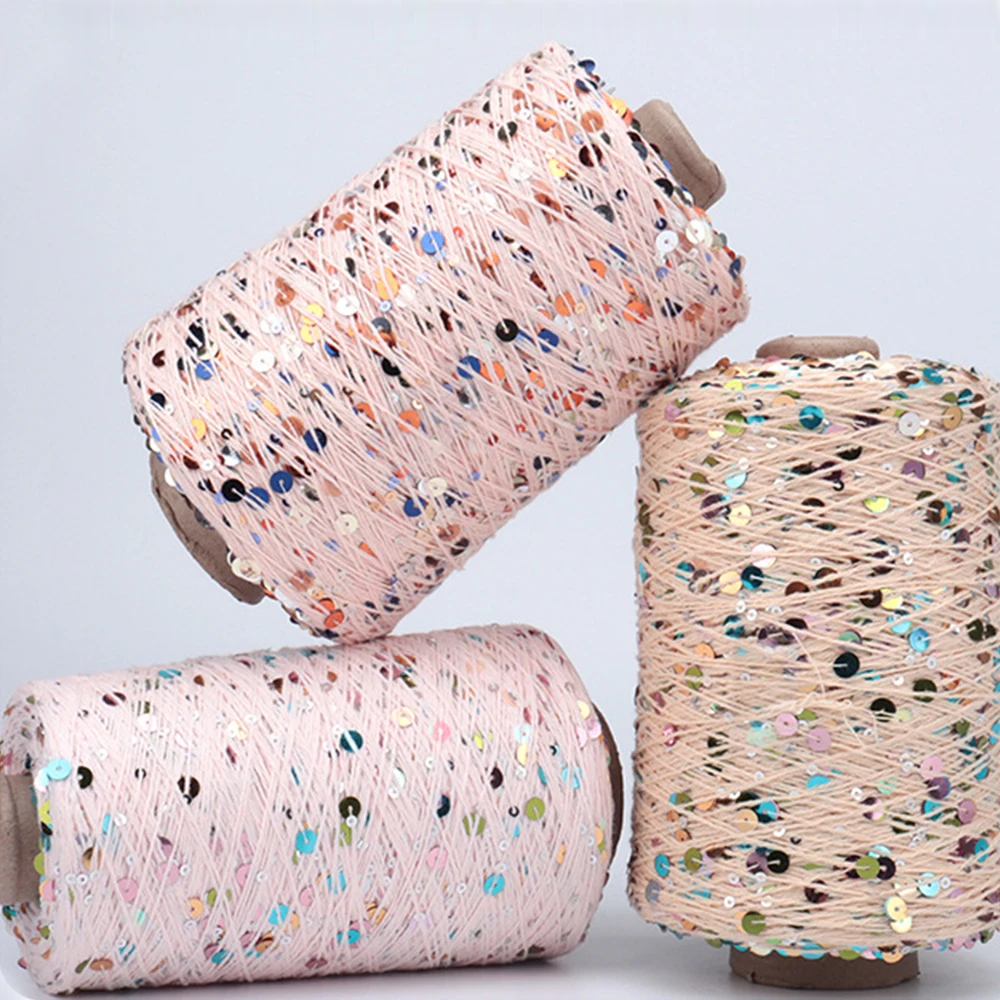 

470g Summer handmade satin cotton thread hand woven iridescent pure cotton sequin wiring size bead thread bead piece fancy yarn