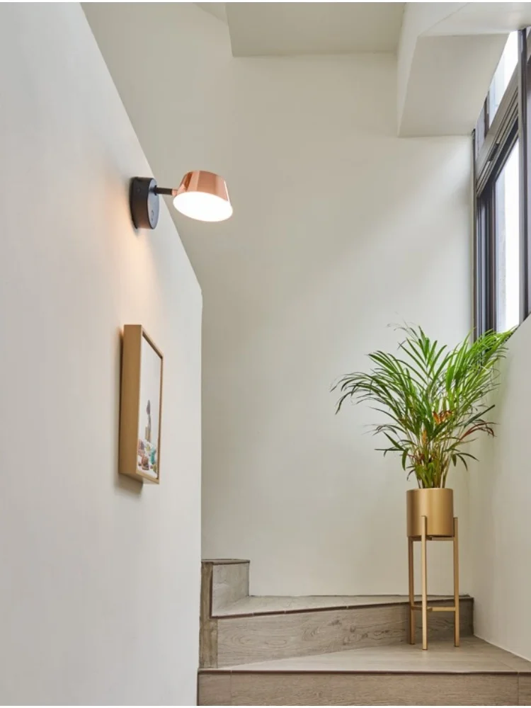 Rotating LED wall lamp modern and simple study bedroom bedside lamp hotel hallway lamp