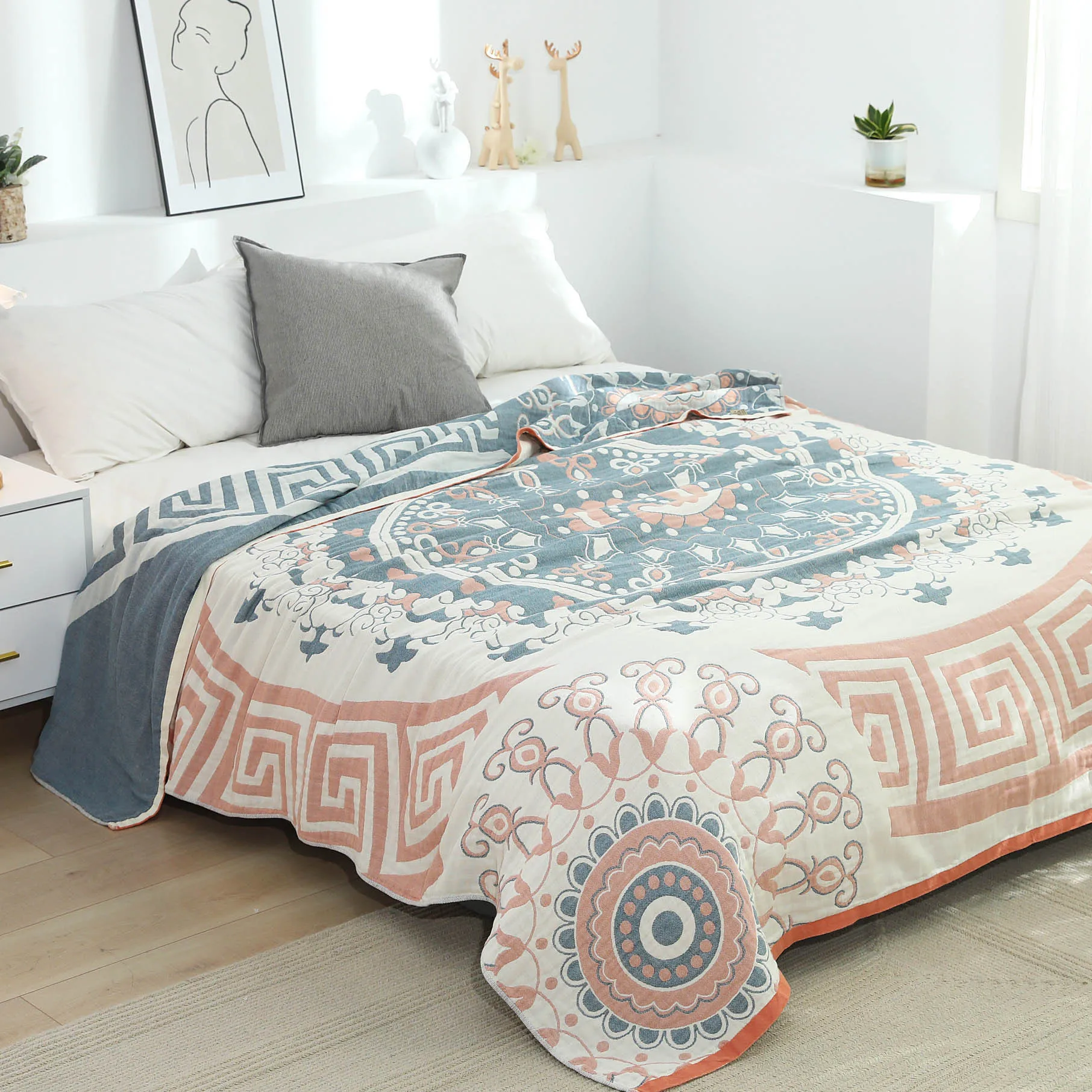Knitted Cotton Alztec Code Comforter Blanket Bedspread