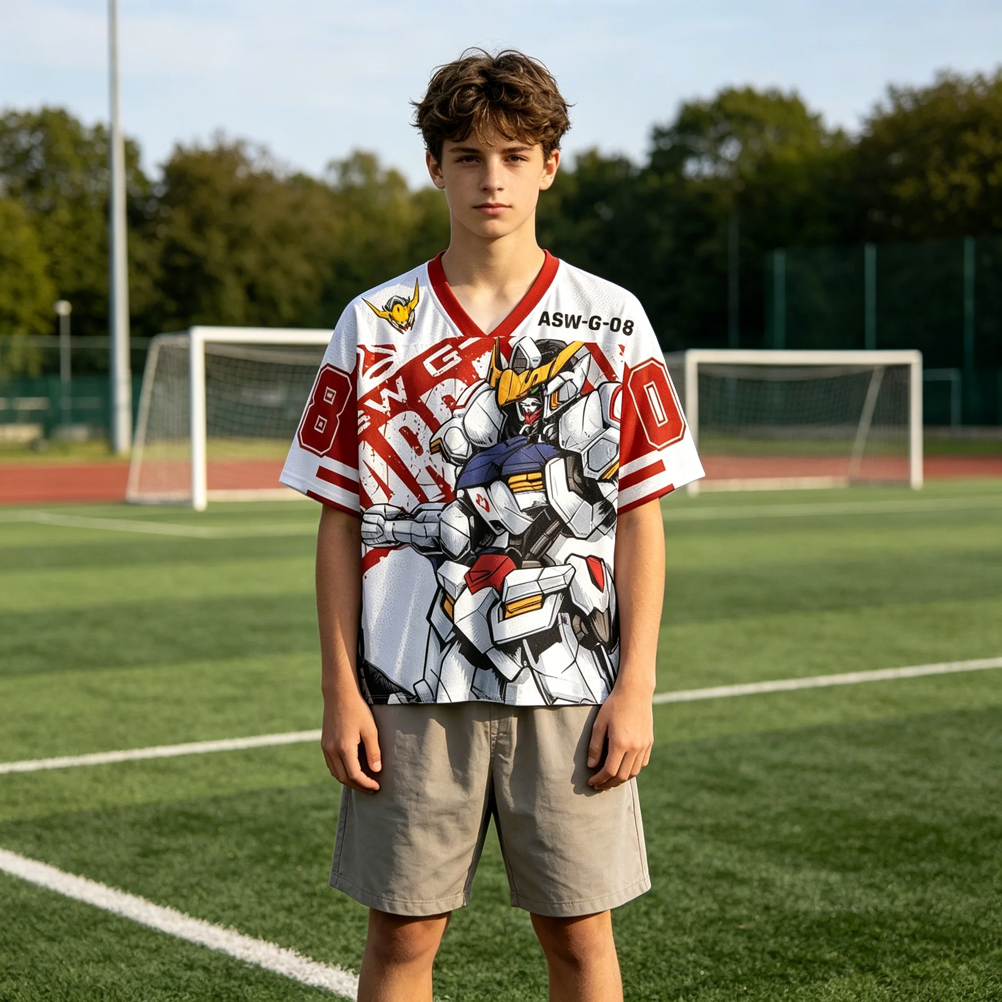 Camiseta para niños, camiseta para hombres y mujeres, camiseta para niños y niñas, camisetas de secado rápido con cuello en V para adultos, camisetas para padres e hijos, camiseta de Anime Mecha Gundam Barbatos