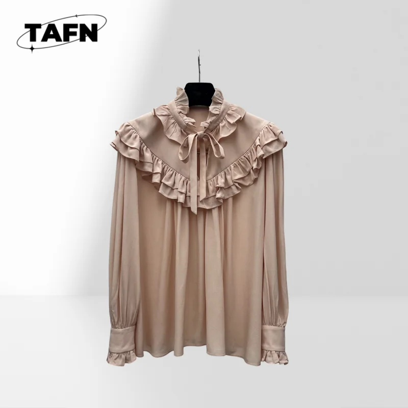 

Женская деловая рубашка с отложным воротником, рабочая одежда, блузка, женская многослойная рубашка, шифоновая блузка с длинными рукавами AJ1003