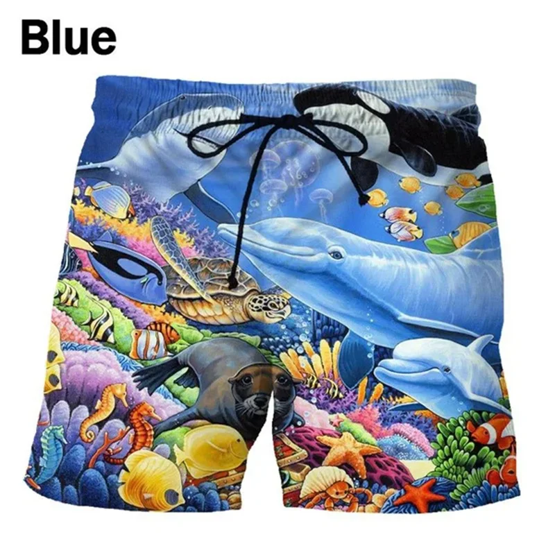 3D Printed Cute Dolphin Short Pants Men Sea Animals Graphic Beach Shorts Casual Hawaiian Quick-Dry Swim Trunks Surf Board Shorts