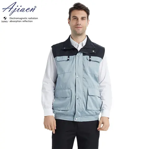 Genuine electromagnetic radiation protective multi-pocket vest Electrical equipment operator EMF shielding work clothes