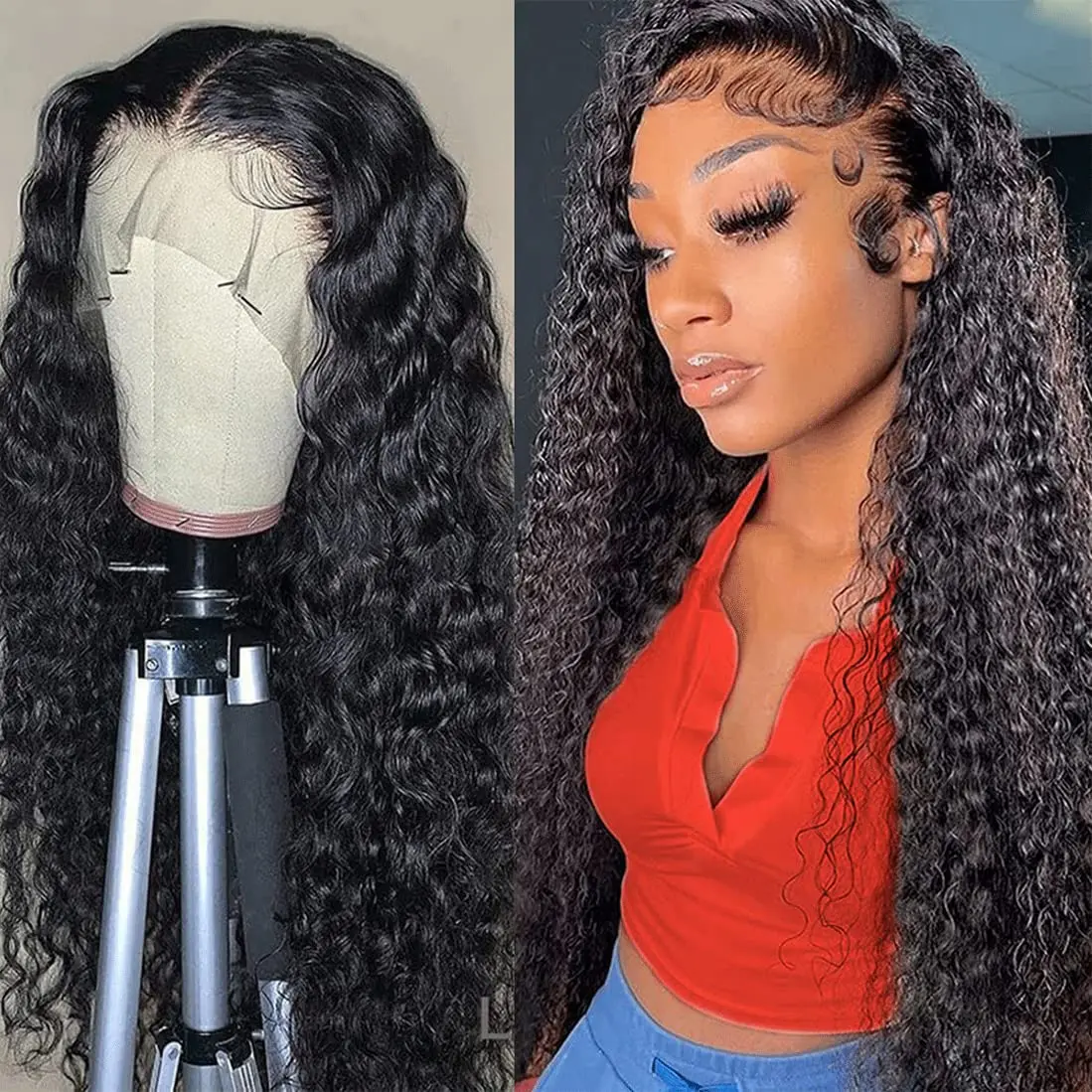 Deep Wave Lace Front Wigs Human Hair 13x4 13x6 HD Lace Frontal Wigs Water Curly Wave Wig For Women Wet Wavy 4x4 Lace Closure Wig