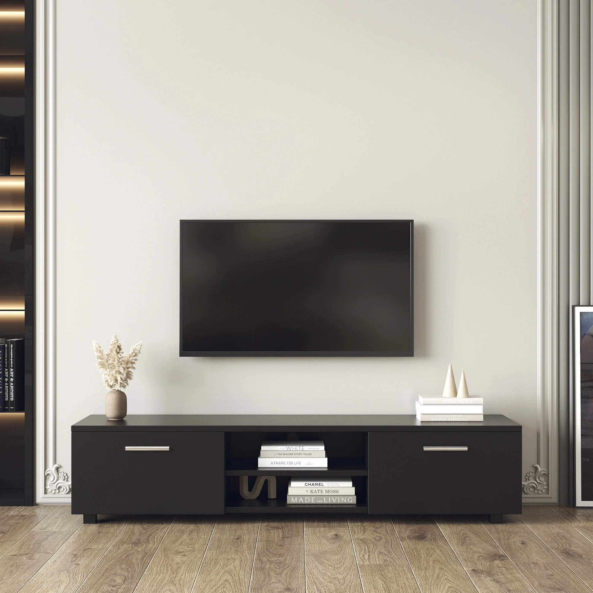 4 Colors TV Stand for 70 Inch TV Stands  Media Console Entertainment Center Television Table 2 Storage Cabinet with Open Shelves