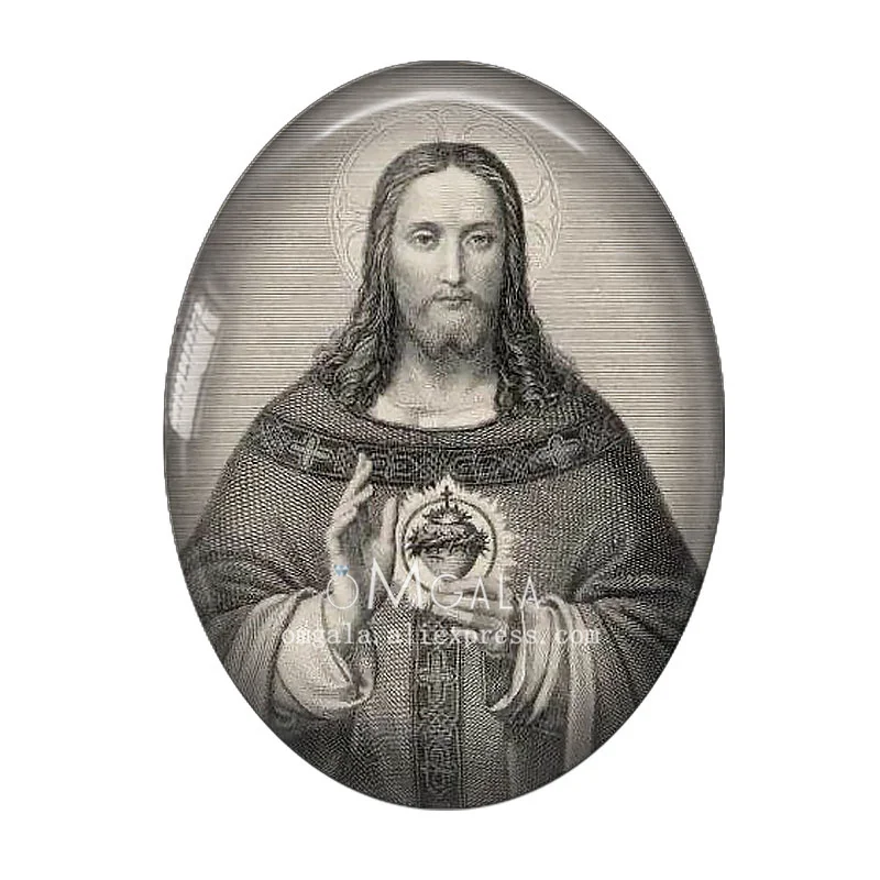 Vintage The Virgin Mary and Jesus Art Paintings 13x18mm/18x25mm/30x40mm Oval photo glass cabochon demo flat back Making findings