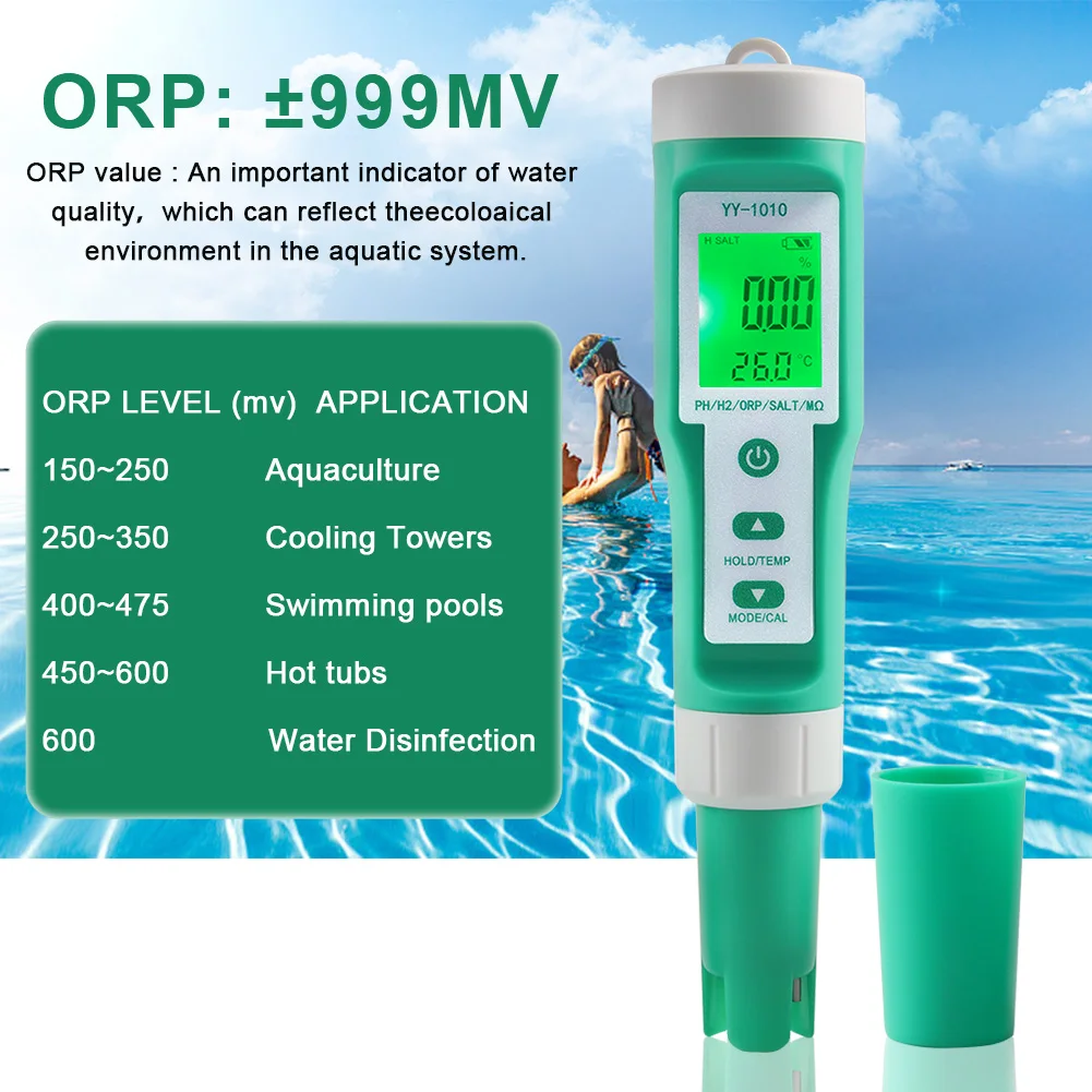 10 in 1 PH/EC/TDS/ORP/H2/Fertile/Salinity/S.G./Resistivity/Temp  Water Quality Meter Digital Multifunction Tester For Aquariums