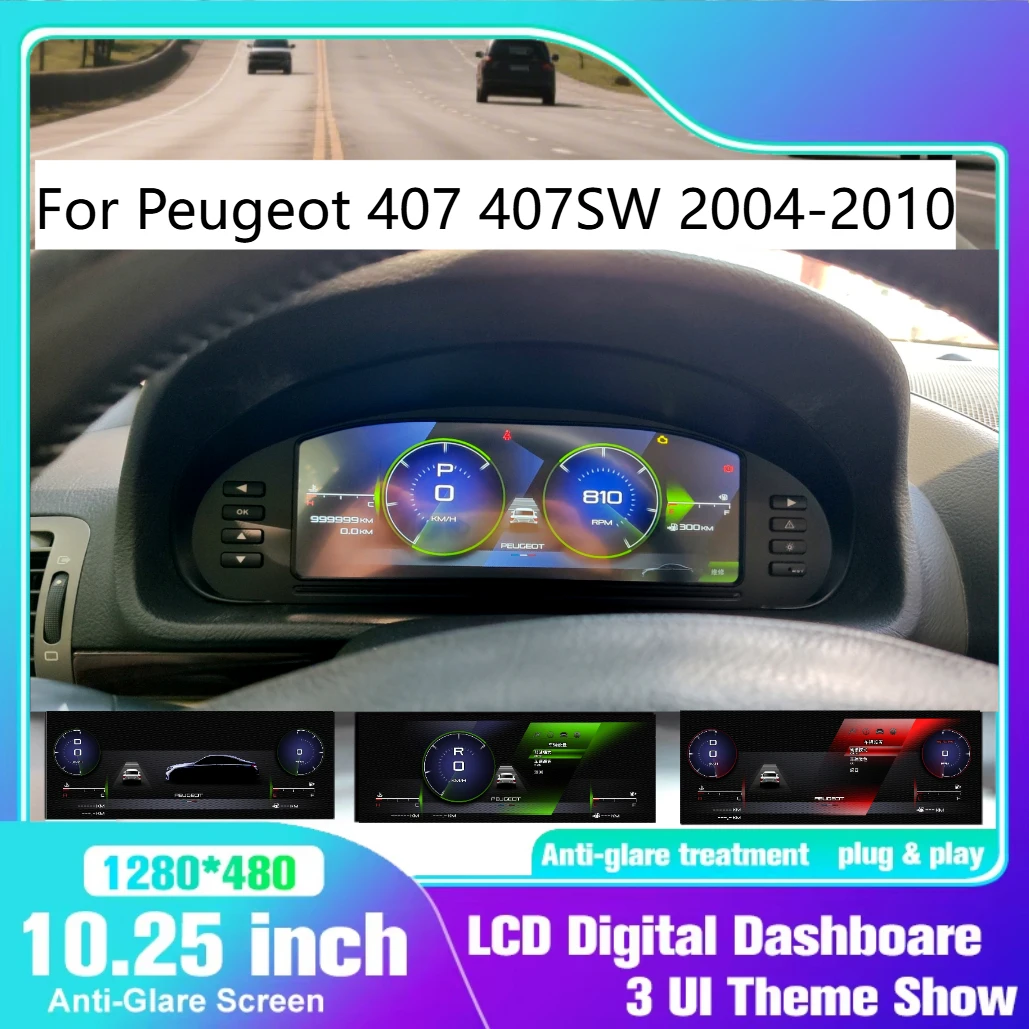 

Cluster For Peugeot 407 407SW 2004-2010 Display Dashboard Digital Instrument LCD 10.3 Inch Linux Carplay Speedometer Tachometer