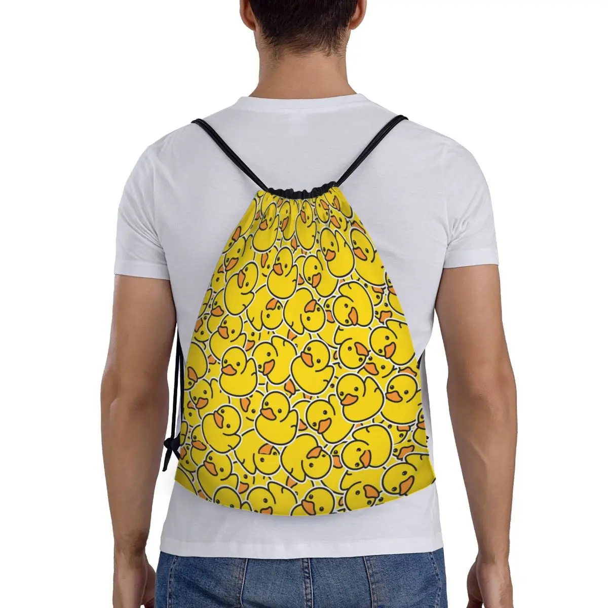 

Yellow Classic Rubber Duck Backpacks Multi-function Portable Drawstring Bundle Pocket Storage Bag Book Bag For Man Woman Student