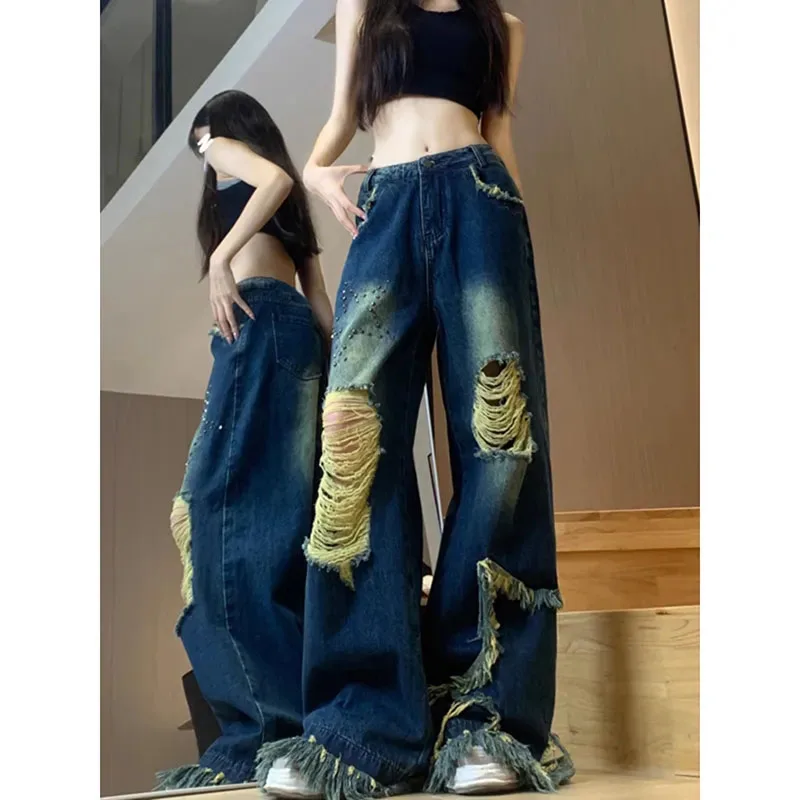 

Ladies Pants American High street Hole Jeans Female New Summer Fried Street Fashion Comfortable Leisure Temperament Zipper Jeans