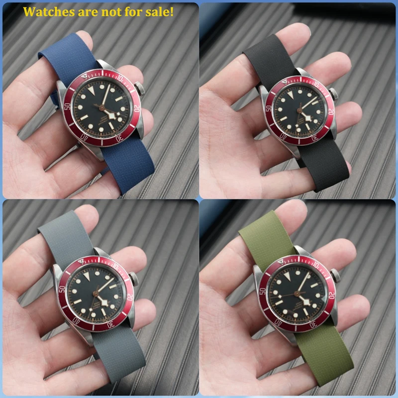 20 มม.21 มม.22 มม.กันน้ํา FKM นาฬิกาสําหรับ TUDOR สไตล์ Ranger Rolex Daytona Omega Fluororubber สายนาฬิกาสร้อยข้อมือผู้ชาย