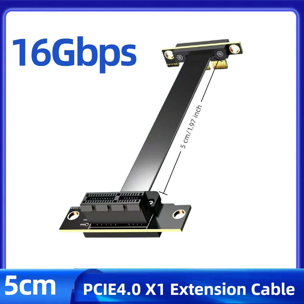 TISHRIC PCIE4.0 3,0 bis 1X/4X bis 4X Riser-Kabel PCIE X1 X4 Verlängerungskabel Dual 90 Grad rechtwinkliger Adapter Hochgeschwindigkeits-Extender – Detail 25