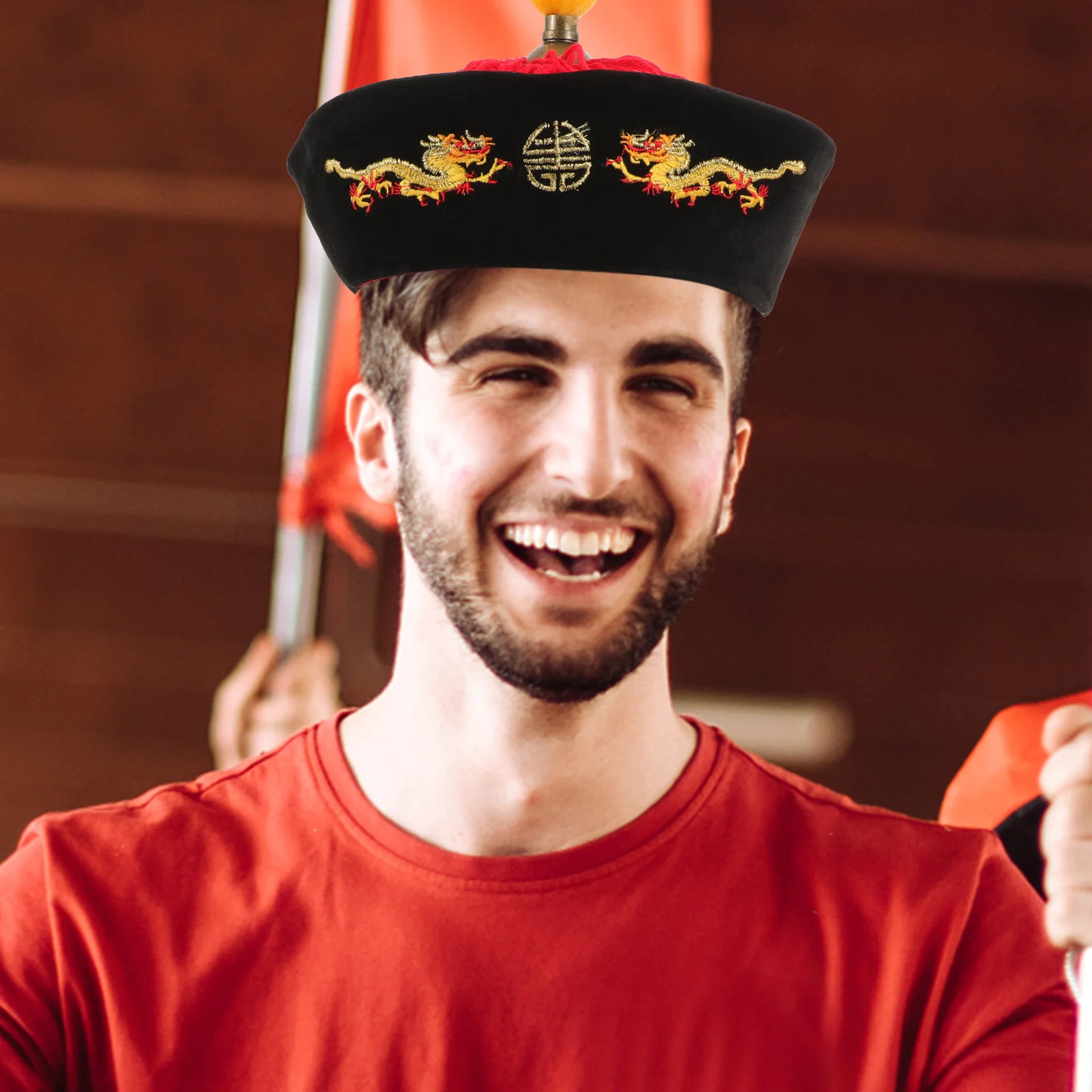 Emperor Hat Style Retro Cosplay Party Adult Black Edge Festive Headgear Stage Funny Hat Performance Accessories