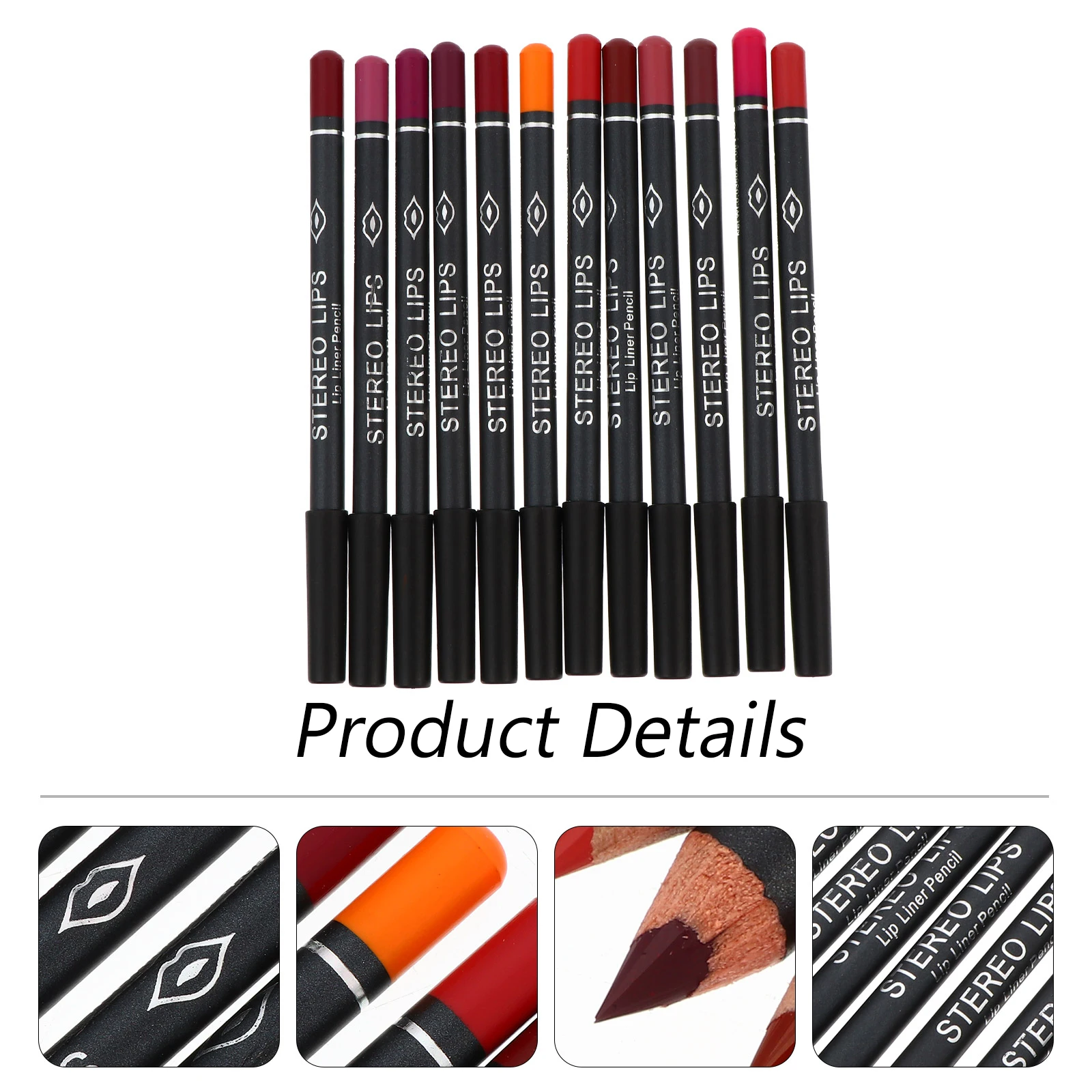 

12 Pcs Lip Liner Pencil Waterproof Long Lasting Matte Look Rich Tip Prevent Spillover Create 3D Effect Birthday Gift Valentine