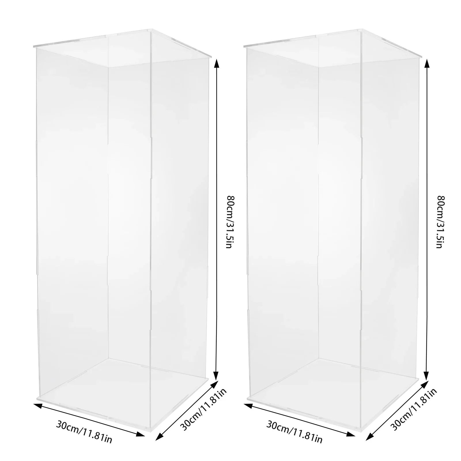 

2PCS Acrylic Display Cube Pedestal, Clear Flower Stand, 11.81 X 11.81 X 31.5 Inch Transparent Flower Tower Decor Riser