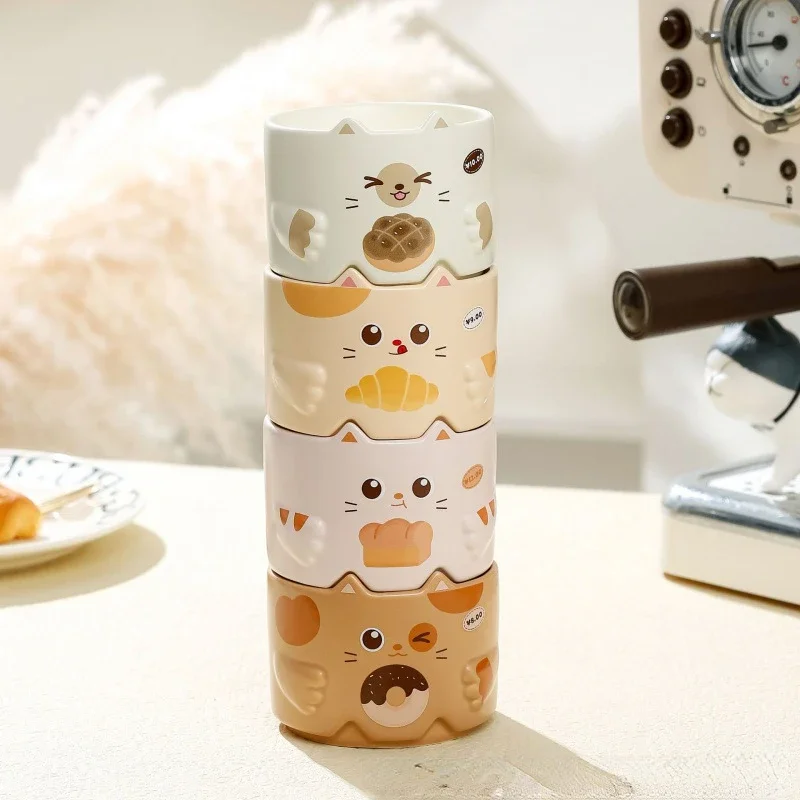 

Creative Ceramic Cat Mug Cartoon Stacked Pair Cup High Temperature Resistant Household Children's Drinking Coffee Cup