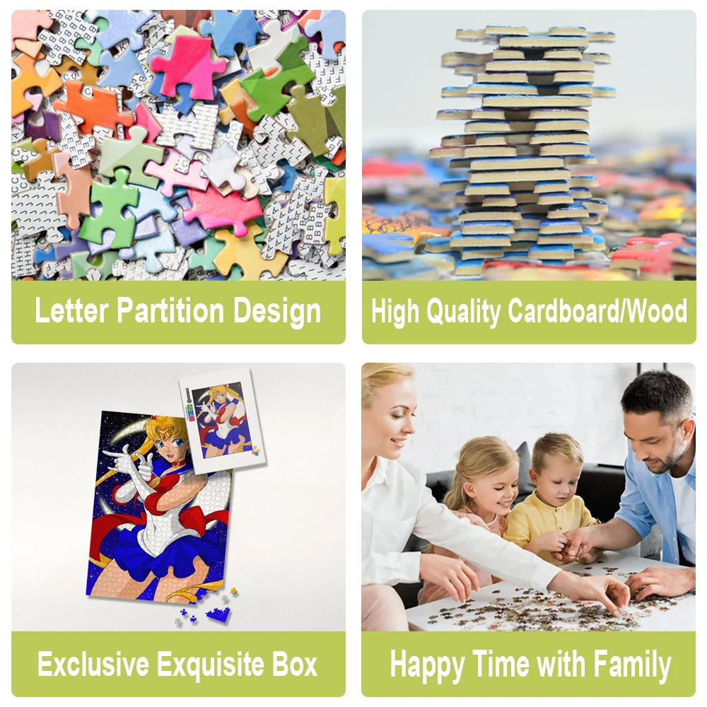 Anime puzzel speelgoed Tangram 108/200/300/500/1000/1500 stukjes karton/houten puzzel met meerdere specificaties Het beste cadeau