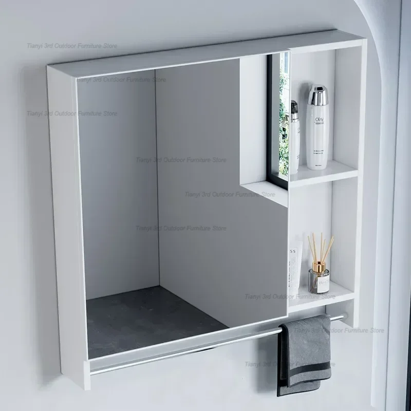 Nordic Bathroom Cabinets Wall-hung Type Rust-proof Makeup Shelves Mirror Cabinet Shelf Simple Home Furniture Armario Bano FYBC