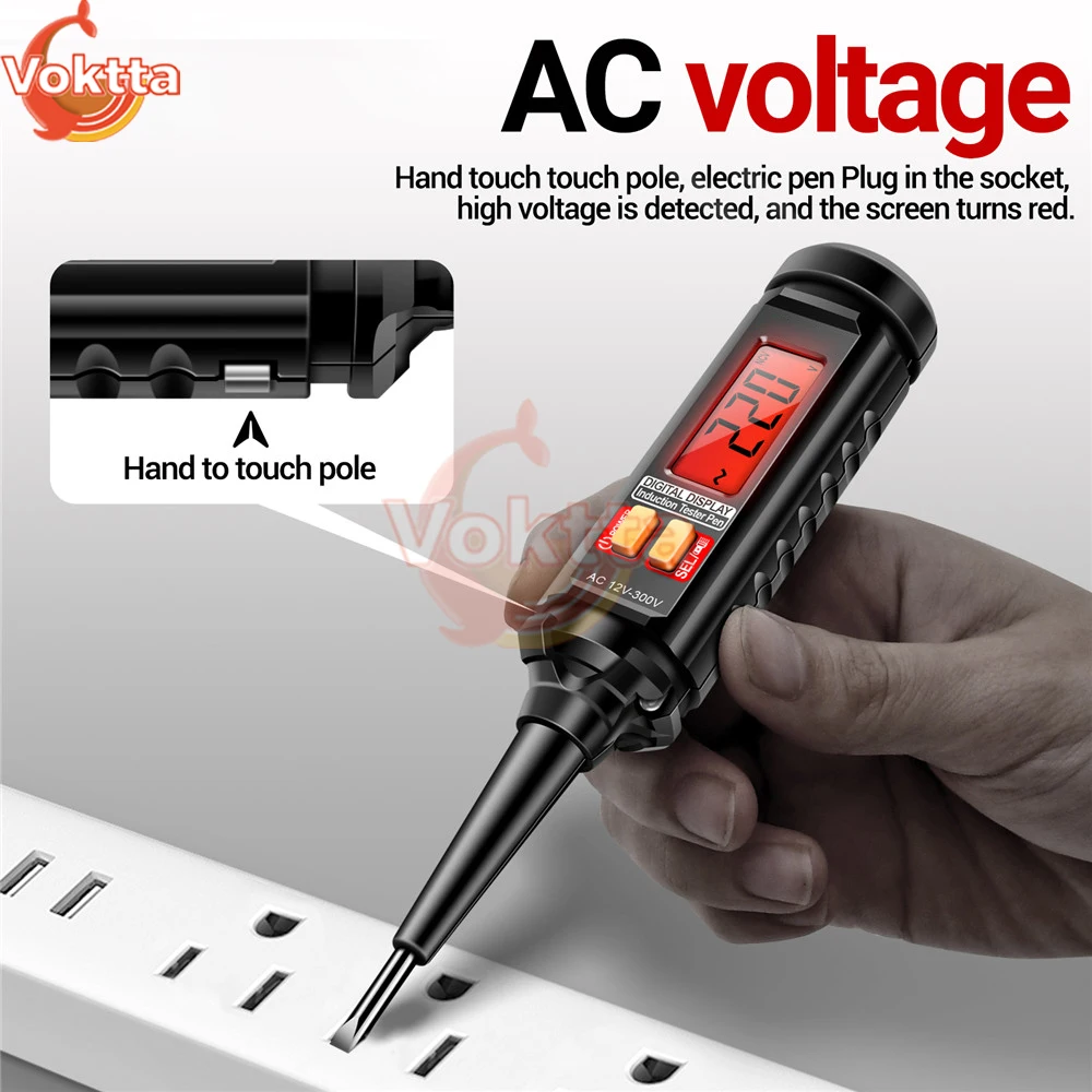 AC 12-300V Intelligente Spanningstester Pen Digitale Inductie Power Detector Potlood Elektrische Schroevendraaier Circuit Indicator Tester