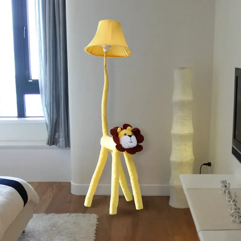 Funny Gift !!Floor Stand Lamps Bedroom Decoration lighting cloth Cartoon Animal Lion Kids Floor Lamps for living room