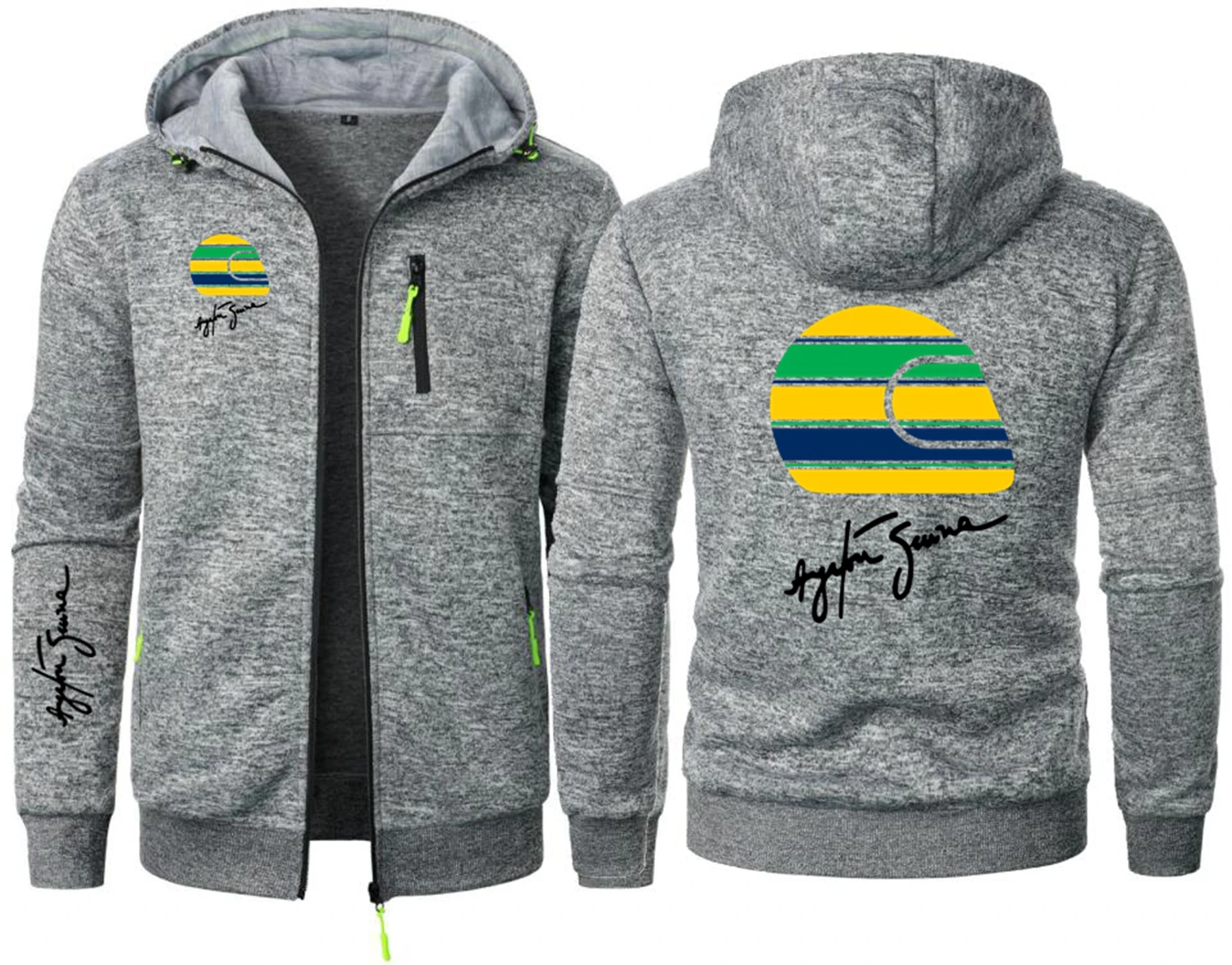 Casual Ayrton Senna Men'S Hooded Sweatshirt Brazilian Formula 1 Zip Hooded Sweatshirt Men Clothing F1 Sportswear Slim Fit Jacket view 6