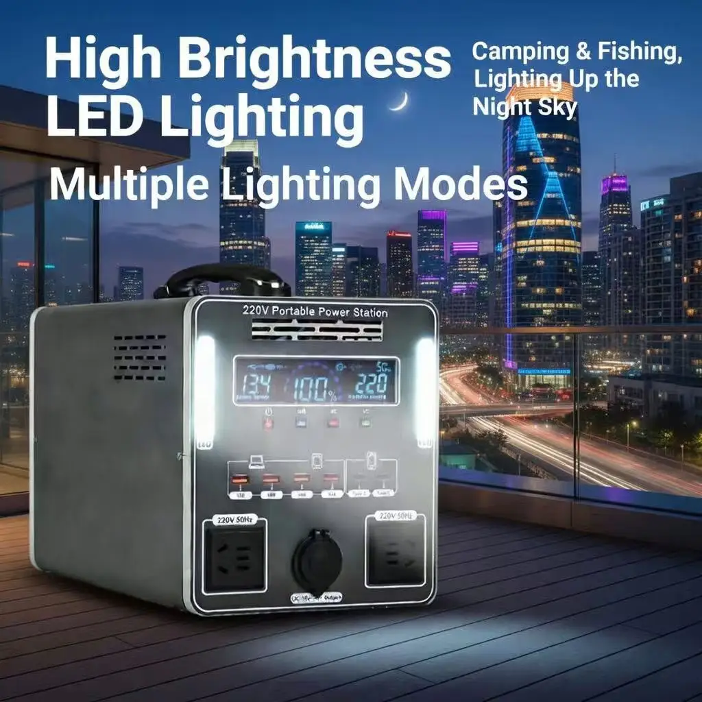 1000W-3000W Pure Sine Wave MPPT Portable Power Station 110V 220V Outdoor Emergency Solar Energy Storage Supply