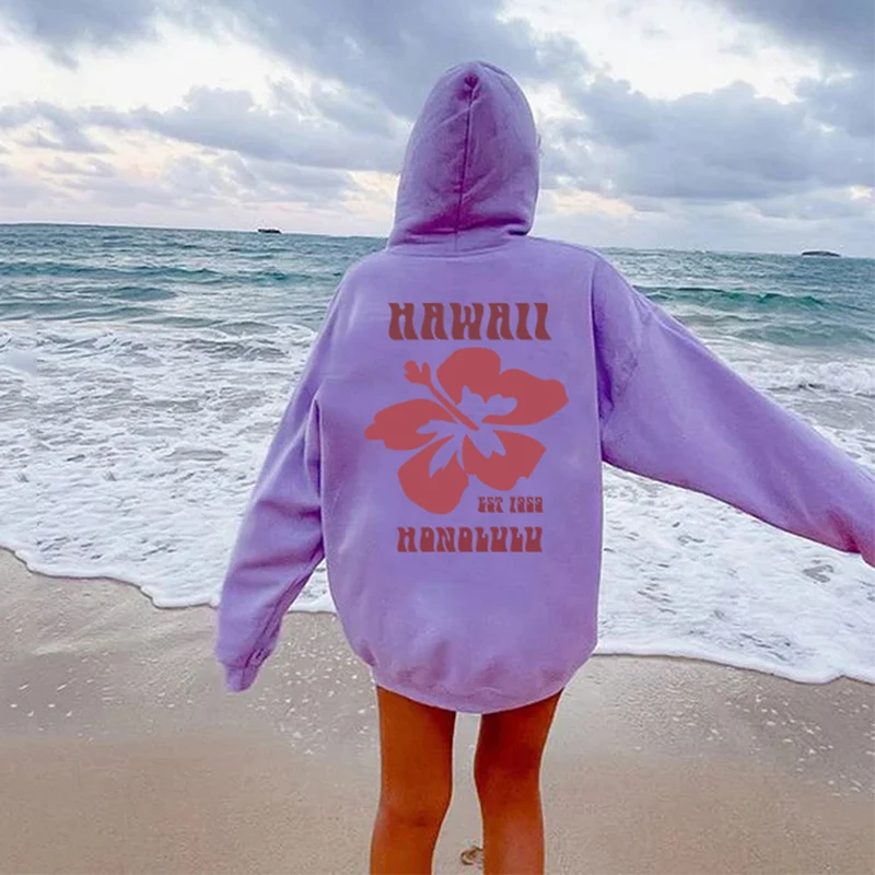 Hawaii Hoodie Aloha State Sweatshirt Tumblr Beach Hoodie VSCO Trendy Hoodie Words on Back Hoodies Long Sleeves Hoodies