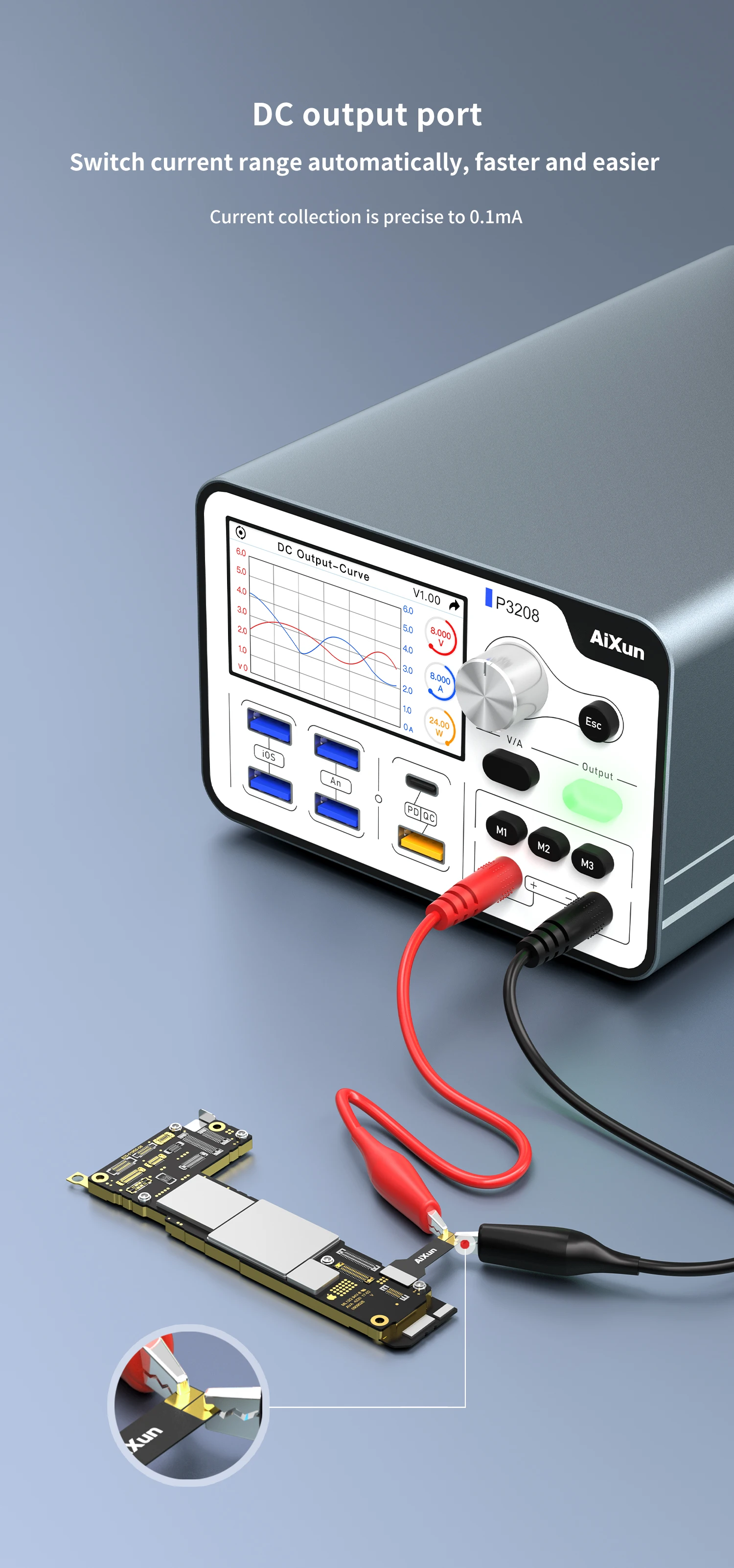 Aixun P3208 Smart Regulated Power Supply 320W High Power For Mobile Phone IP7/8/X/11/12/13/14 Series Repair Tool