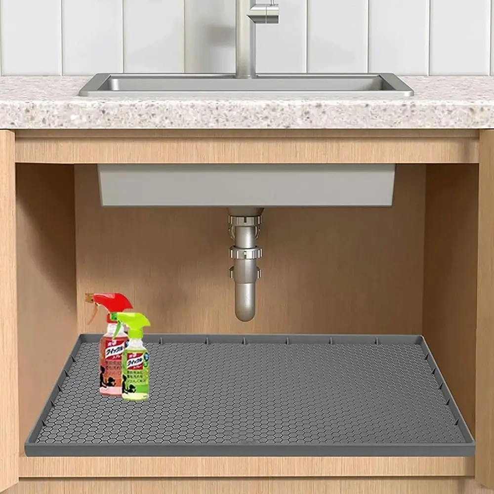 

Waterproof Under Sink Mat Silicone Multipurpose Cabinet Sink Protector Oil Resistant Shelf Liner Organizer