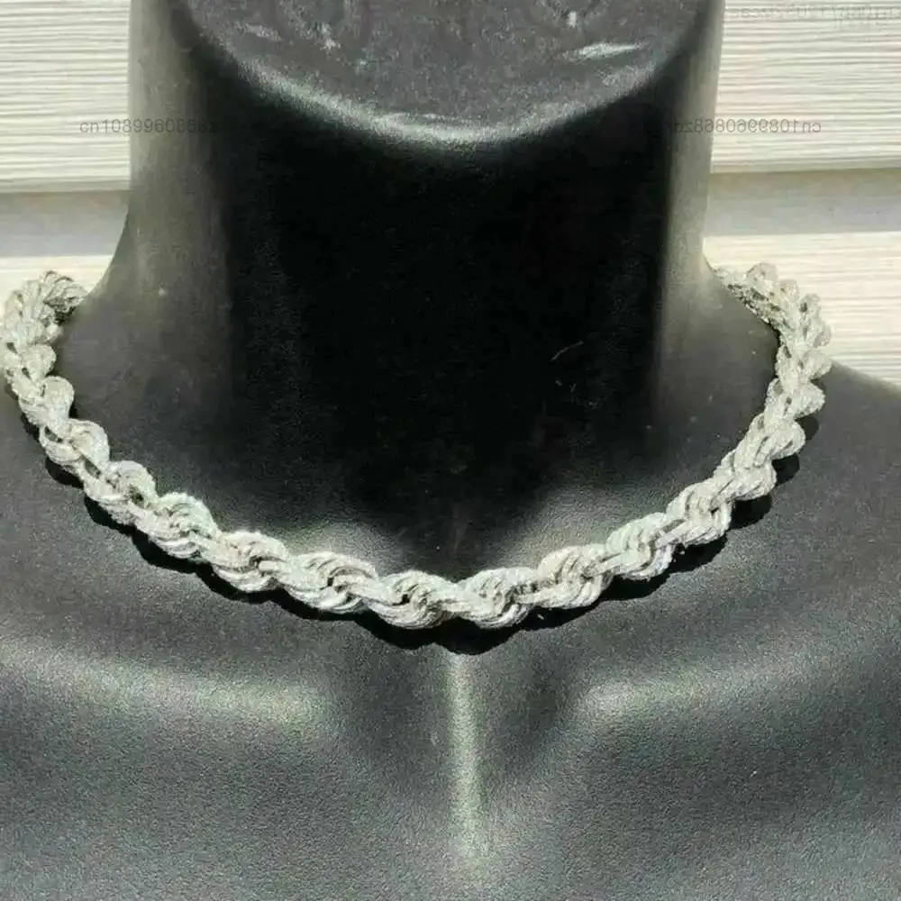 Custom Luxury Choker Necklace Hip Hop Iced Out Chains for Men 15mm Vvs Moissanite for Men Sterling Silver 925 Rope Chain