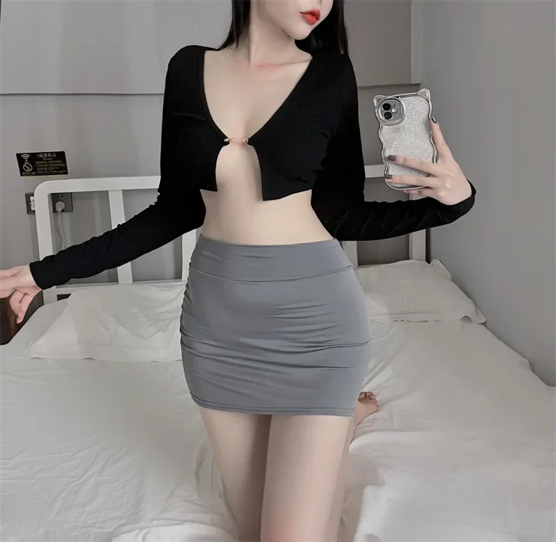 High Waist Sexy Casual Black White Bodycon Pencil Mini Skirts Tight Night Club Party Package Wrap Hip Short Skirt Women Clothing