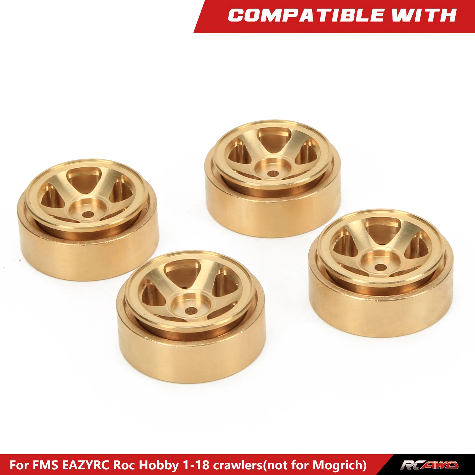 4 pz/set full brass 1.0 beadlock ruota senza colla 50g per FMS Hobby 1/18 crawlers (non per Mogrich) parte di aggiornamento