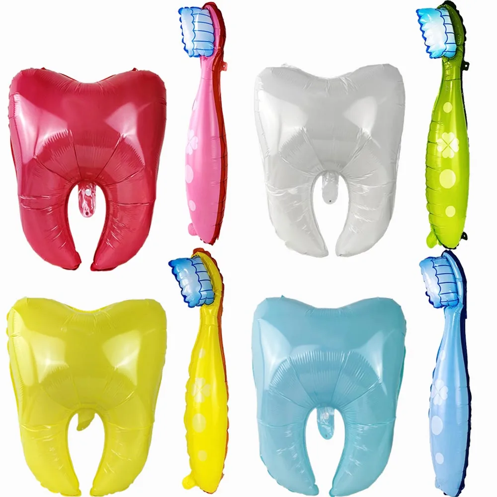 Teeth Shaped Balloon Dental Students Teeth Themed Party Decor Toothbrush Foil Balloon Dental Graduation Party Decoration Prop