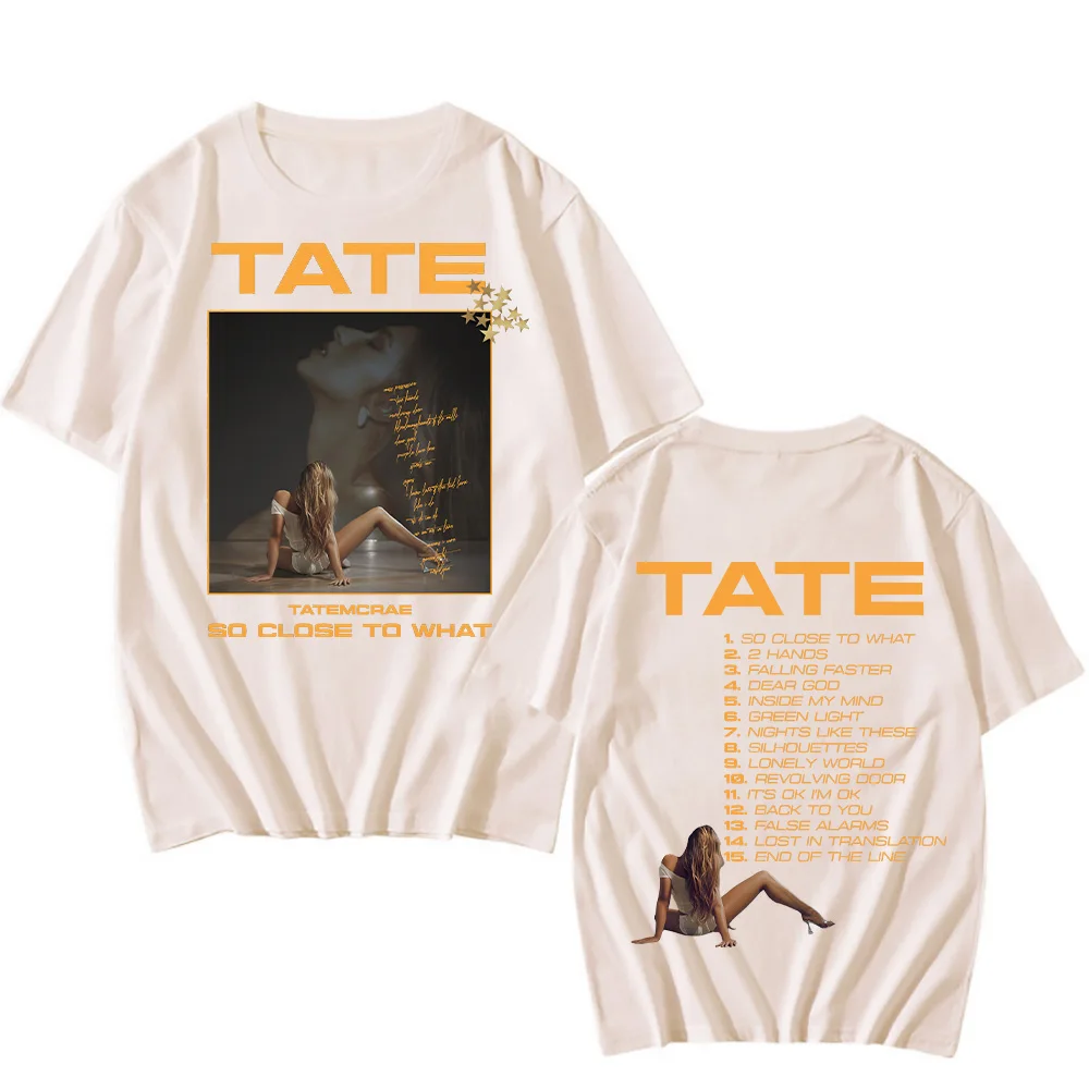 

Tate McRae So Close To What Album 2025 Футболка Хлопок Высокое качество Мужская/Женская футболка Ropa Hombre Женские мужские футболки Новый тренд Топ