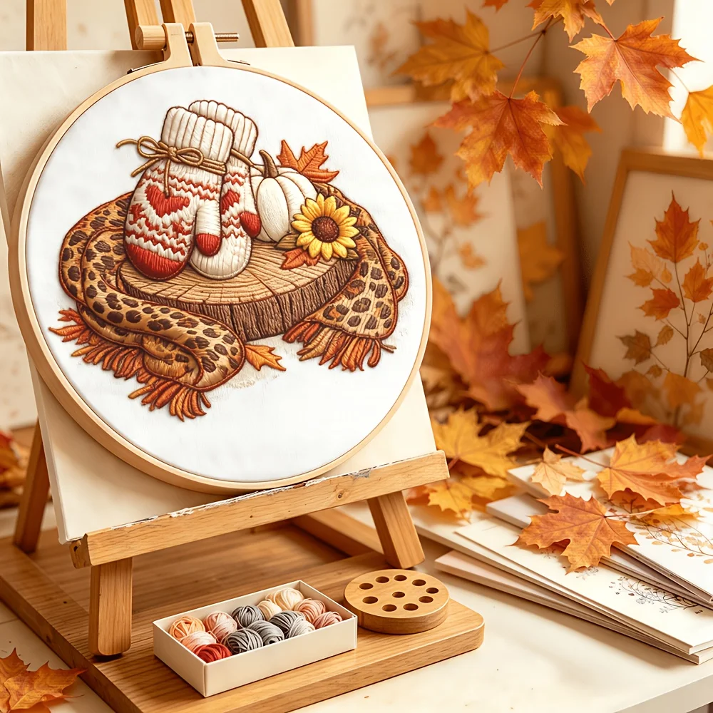 Beginner Friendly DIY Embroidery Kit Preprinted Fabric Embroidery Hoop Thread Needles Handcraft Project Festival Gift